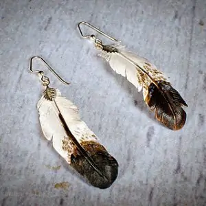 Leather Eagle Feather Earrings