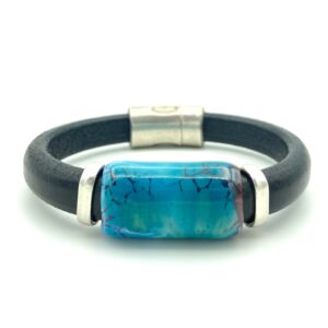 Leather and Turquoise Bracelet “Turquoise Skies”