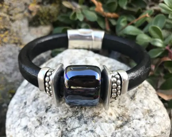 Black Leather Midnight Bracelet