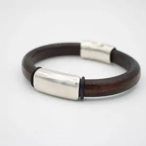 Genuine Leather and Silver Back Country Bracelet