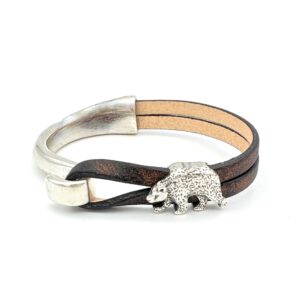 Bear Half Cuff Leather Bracelet
