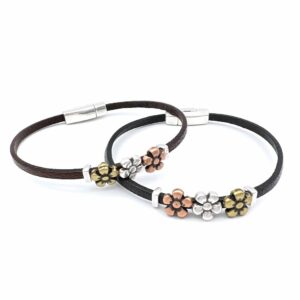 Floral Narrow Leather Bracelet “Daisy Chain”