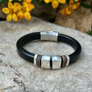 Leather Unisex Bracelet “Fault Line” Design