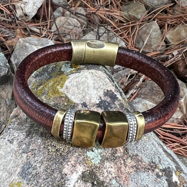 Fault Line Bracelet Brown and Brass Men's Bracelet