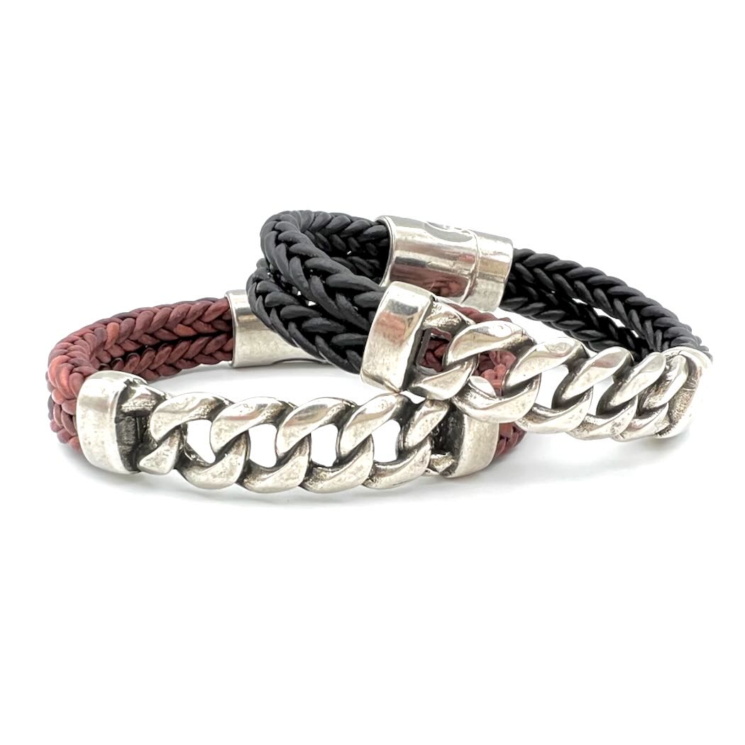 Braided leather unisex bracelet "Chain Up"