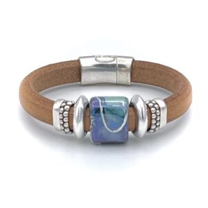 Beaded leather bracelet "Coastal" design