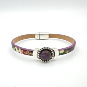 Amethyst Stone and Leather Bracelet